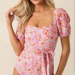 Red Dress Boutique Floral Pink One Piece Swimsuit